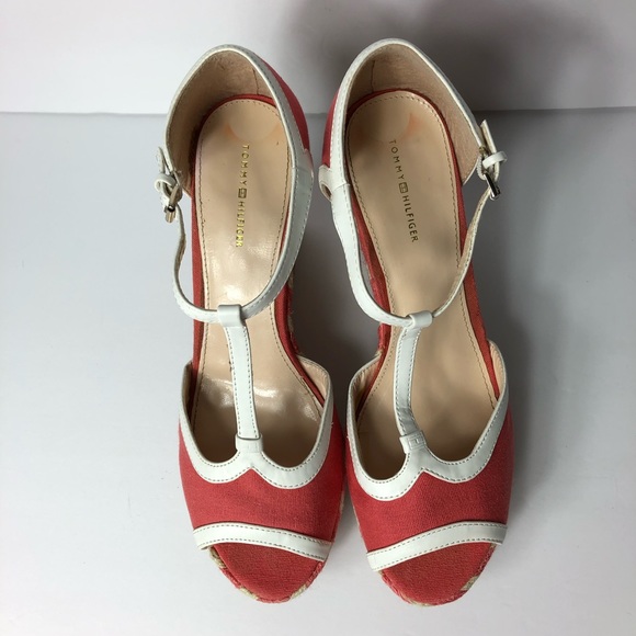 Tommy Hilfiger Summer Peep Toe Cork Wedge Heels - Picture 4 of 8